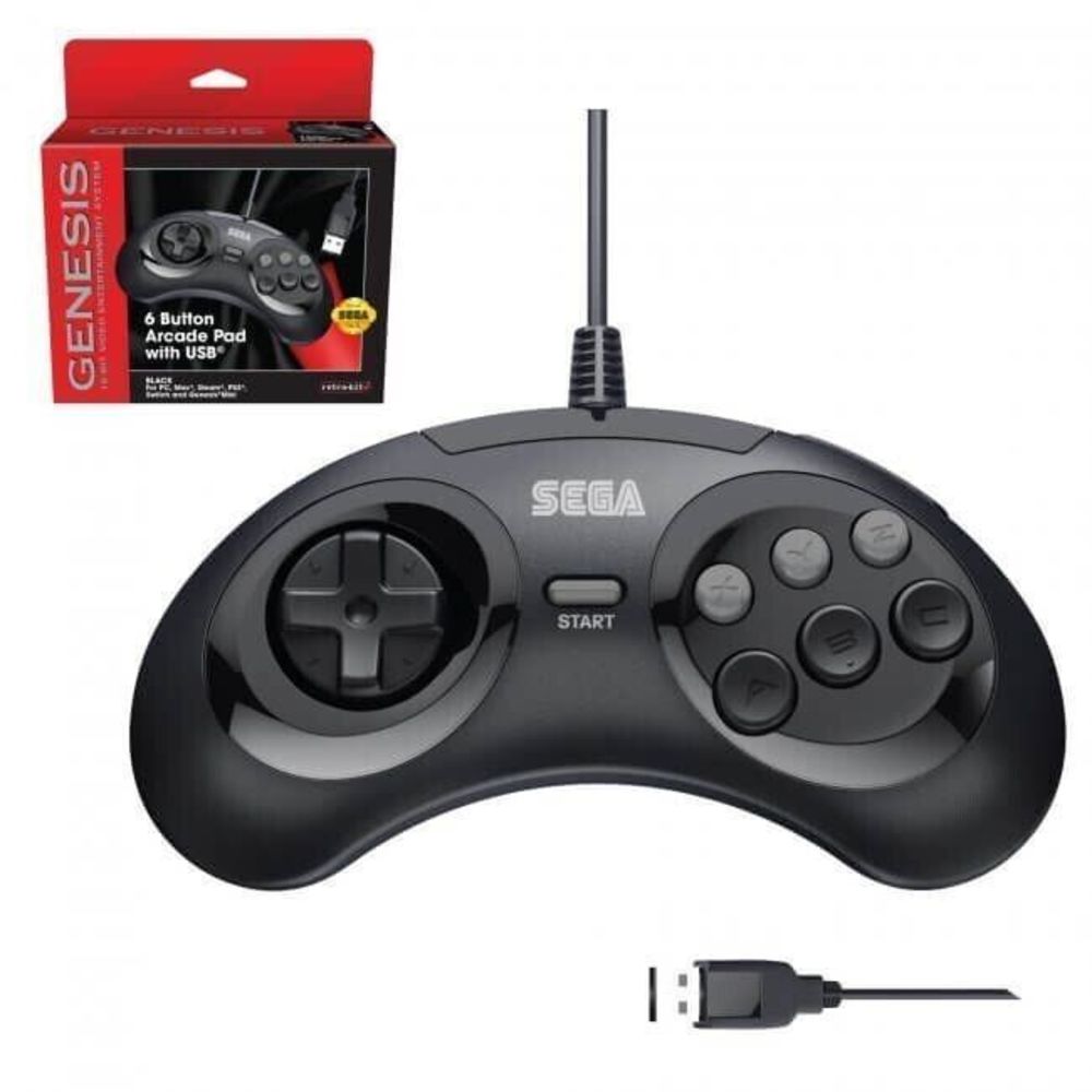 Retro-Bit Officially Licensed Sega Genesis USB Controller Arcade 8-Button Pad